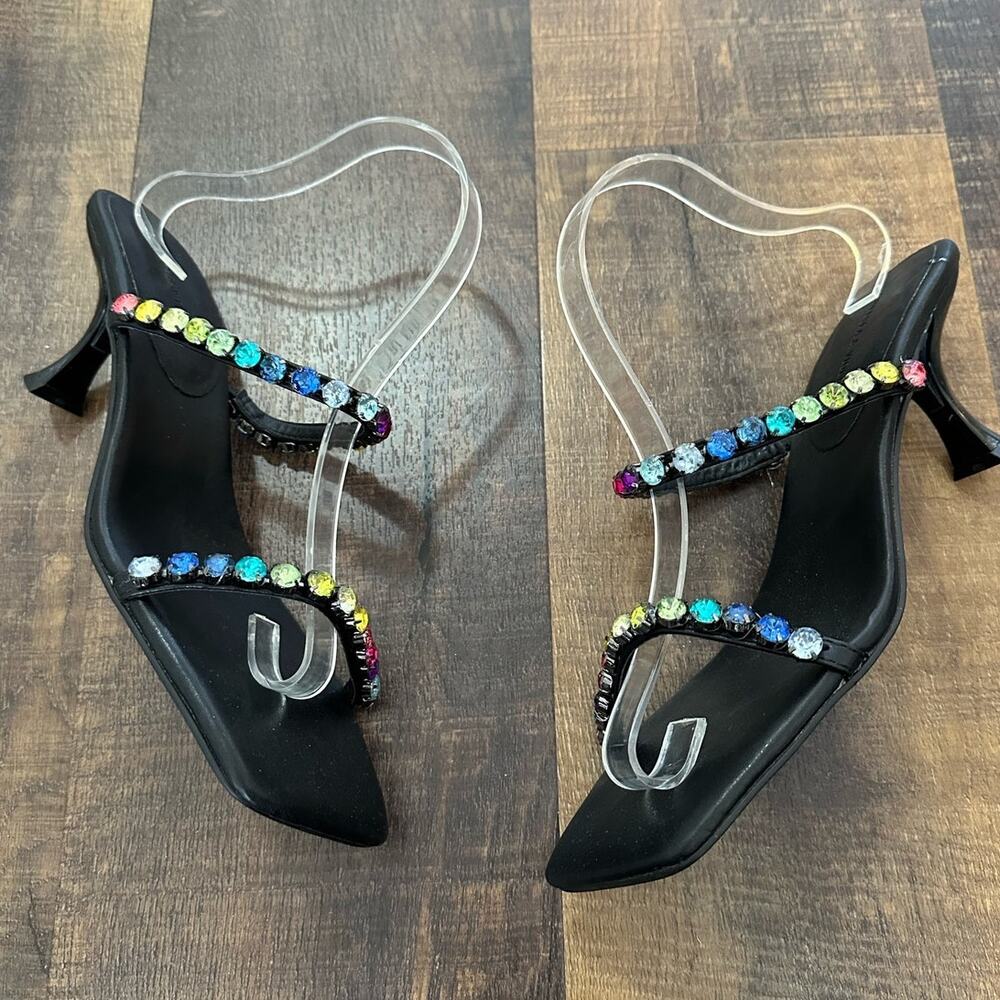 Chelsea And Violet Gypsy Rainbow Jeweled Squared Toed Sandal Size 10 - Picture 4 of 7